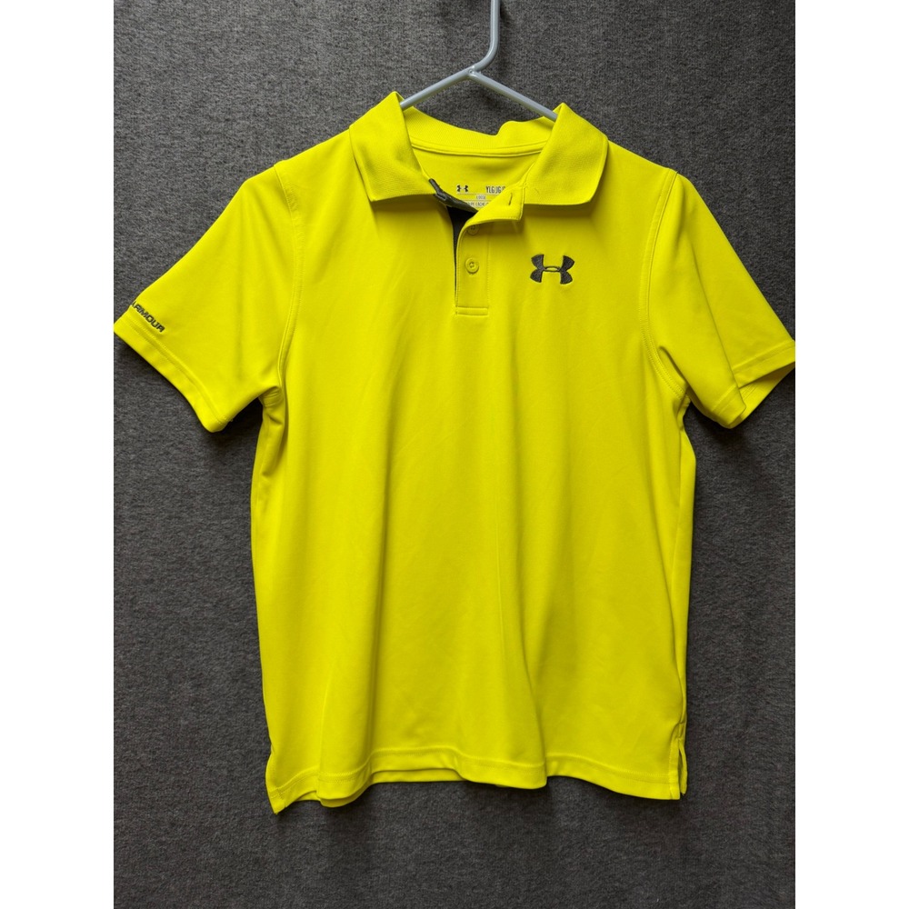Under Armour Boys HeatGear Loose Fit Polo Shirt Neon Yellow Lime Green Size YLG
